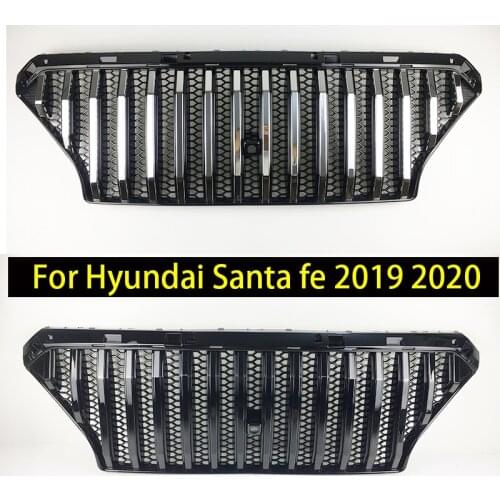 Car grille For Hyundai new Santa fe 2019 2020 Car Front racing grille Santafe black silver ABS grille radiator