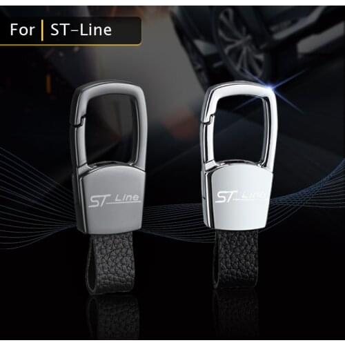 Car Accessories The New Leather Car Keychain Decorative Key Ring With Logo Alloy Car Keyring For Ford Focus ST Line Mk2 F150