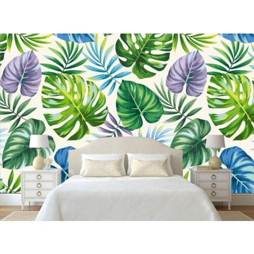 Bacal European-style high-level decorative painting 3d wallpaper mural Vintage hand-painted banana leaves modern 3D wall paper