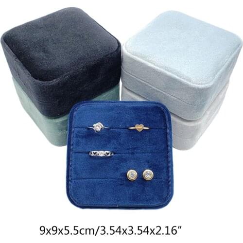 Velvet Ring Box,Square Vintage Wedding Ceremony Ring Box with Detachable Lid, Engagement Ring Box Holder,Valentines Day