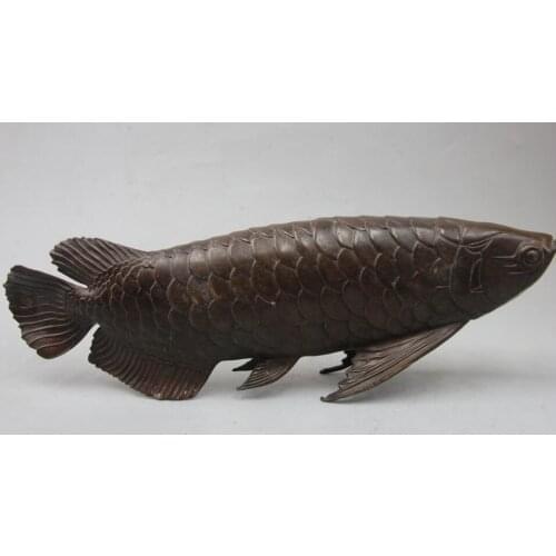 Free shipping 18" China Chinese Folk Feng Shui Bronze Fish cyprinoid carp barracuda Statue