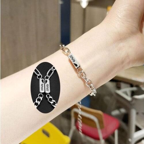 100% Stainless Steel Bracelet For Lovers Matching Couple Braslet Chain Braclet Valentines Day Gift Sun Moon Paired Brazalete
