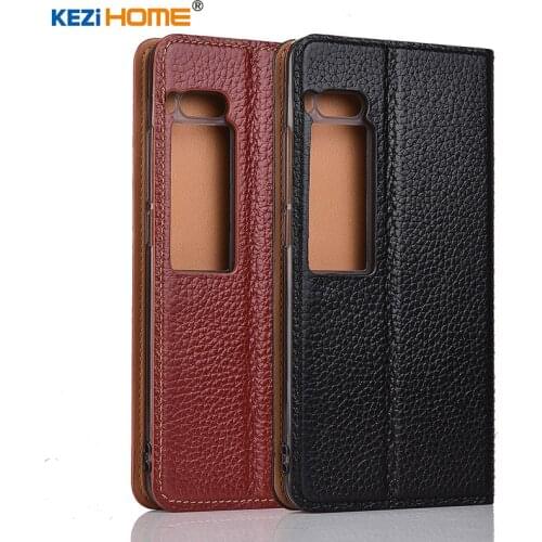 Meizu Pro 7 Plus case KEZiHOME Litchi Genuine Leather Flip Stand Leather Cover capa For Meizu Pro7 Plus 5.7'' Phone cases coque