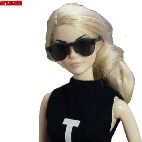 Black Mini Plastic Lensless Glasses For Barbie Doll 1/6 Girl Doll Sunglasses For Ken Boy Dolls Toys Dollhouse Accessories 1/6