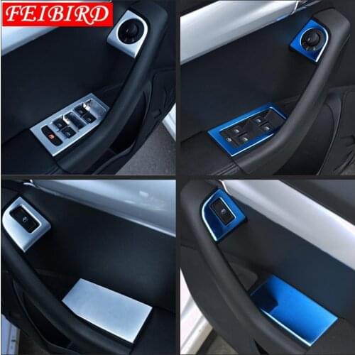 Door Armrest Window Glass Lift Button Panel Frame Cover Trim For Skoda Octavia MK3 A7 2015 - 2018 ABS/STAINLESS STEEL