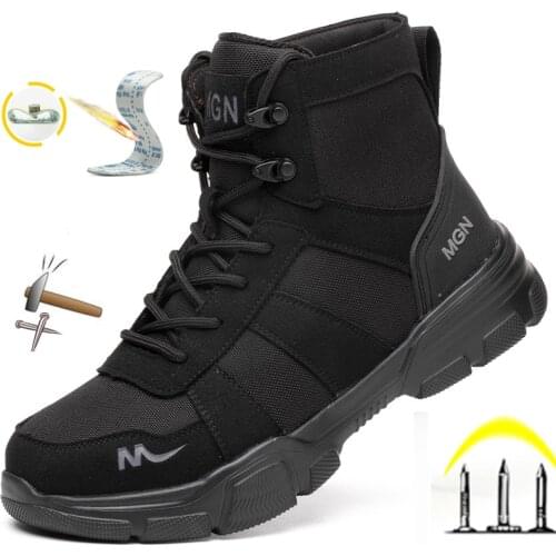 Breathable Male Steel Toe Work Shoes Puncture-Proof Safety Shoes Man Work Sneakers Indestructible Safety Boots Male Dropshipping
