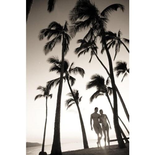 Giant black and white pictures posters unframed canvas painting lovers under palm trees vintage style poster home decorative art