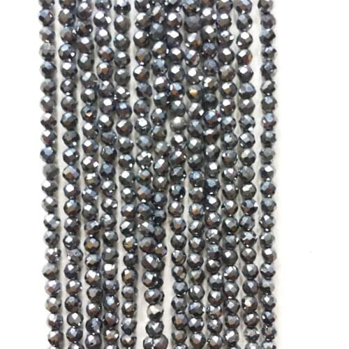 Faceted 2MM Terahertz Round Beads Gemstone Undyed Small Size Tiny DIY Natural Stone Gem Jewelry Making Bracelets Necklace