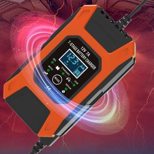 12V 7A Intelligent Car Motorcycle Auto Lead Acid Lithium Battery Smart Battery Charger Digital LCD Display Pulse Repair Charger