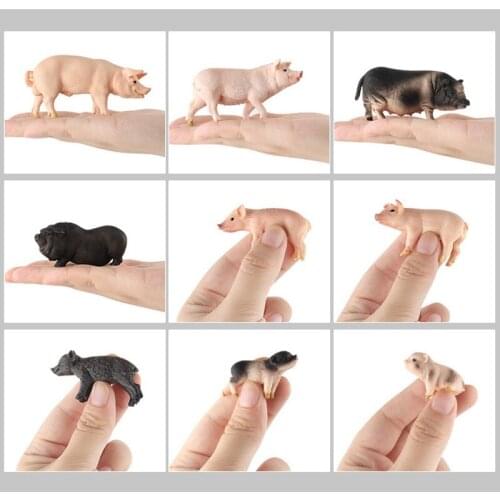 Simulation Pig Animal Figure Collectible Toys Cute Pig Animal Action Figures Kids Small Size Soft Rubber Toys
