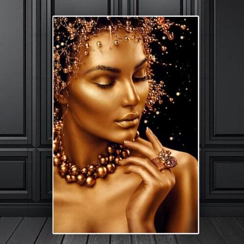 30x45cm Black and Gold Woman Oil Paintings on Canvas Nude Art Cuadros Posters and Prints Modern Wall Art Pictures