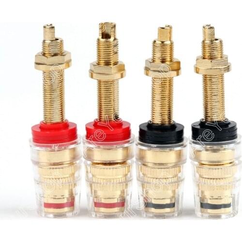 Areyourshop 4 Pcs Gold Plated Copper Crystal Binding Post For Speaker Amplifier 4mm Banana Plug Connector