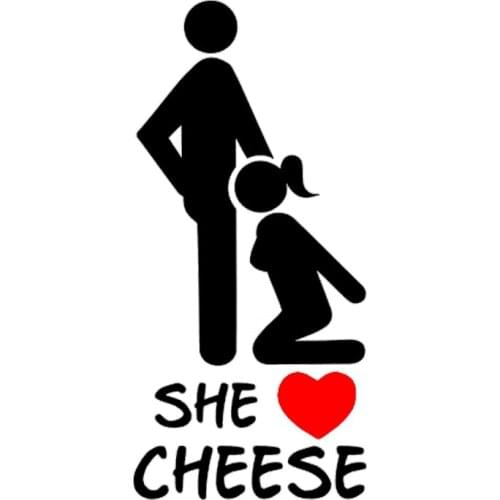 Hot Interesting Car Sticker She Loves Cheese Women and Men Love Motorcycle Decals Vinyl PVC 15cm*7cm Bumper Decal