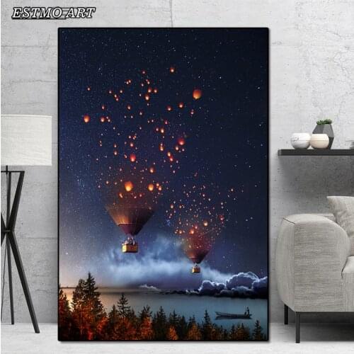 Abstract art poster Hot air balloon Canvas Painting custom print Nordic Hoom Decor for the room wall Landscape picture