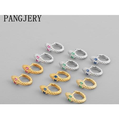 PANGJERY 925 Sterling Silver Snake Hoop Earrings for Women INS Fashion Creative Exaggerated Chic Animal Shape Party Jewelry Gift