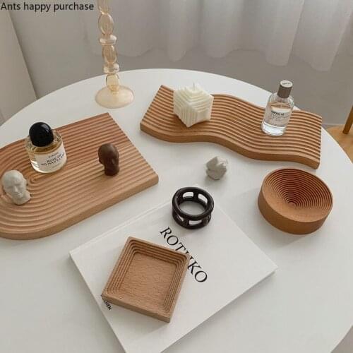 Solid Wood Pallet Storage Tray Bread Cake Pan Dessert Plate Tea Tray Snack Plates Fruit Plate Desktop Organizer Organize Disk