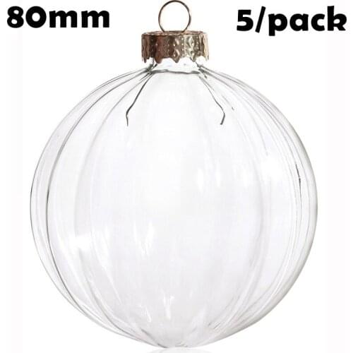 Promotion - 5/Pack, DIY Paintable Christmas Xmas Decoration Ornament 80mm Wide Stripe Ball