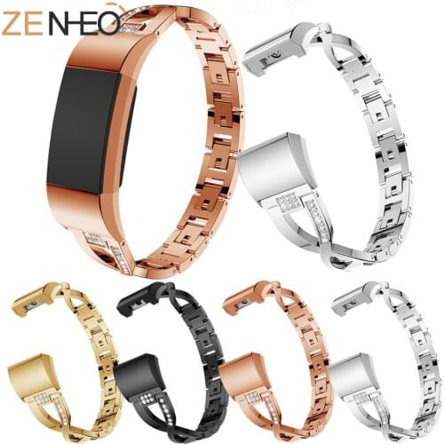 Women fashion wild Metal watchband For Fitbit Charge2 Bling Rhinestone For Fitbit Charge2 Frontier Smart Sports Watch Strap