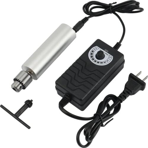 HLZS-DC6V-24V Electric Hand Drill 385 DC Motor with JT0 Chuck Adjustable Speed DIY Tool for Circuit Board Woodworking,US Plug