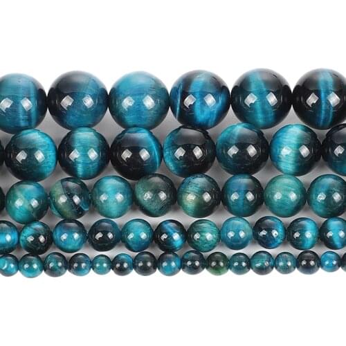 Blue Tiger Eye Bead Natural Stone Charm Round Loose Beads For Jewelry Making DIY Necklace Bracelets Earring 4/6/8/10/12 MM