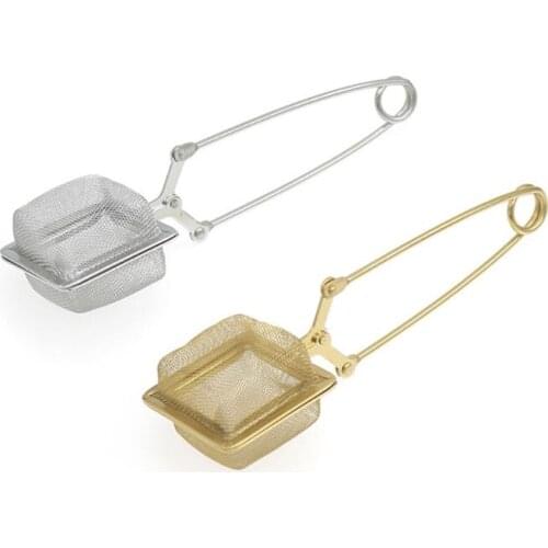 Square Shape Tea Strainer with Handle Mesh Infuser Loose Leaf Locking Spice Filter Reusable Home Office Gadget Tools