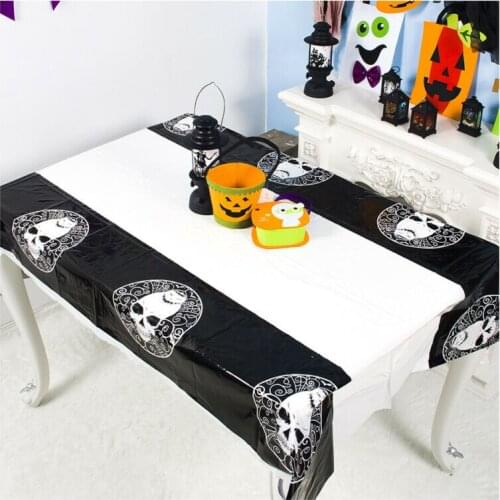 PVC Halloween Printing Tablecloth Disposable Bar Party Desktop Atmosphere Decor Drawing Table Cloth 180*120 CM