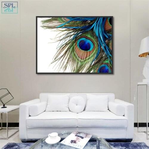 SPLSPL No Frame Peacock Feathers Decoration Wall Picture Phoenix Birds and Flowers Canvas Art Print Poster Painting for Bedroom
