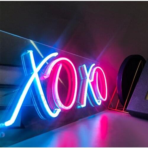 XOXO LED Neon Sign Custom Wall Decor For Party Home Bar Christmas Wedding Birthday Party Background Light Creative Gift