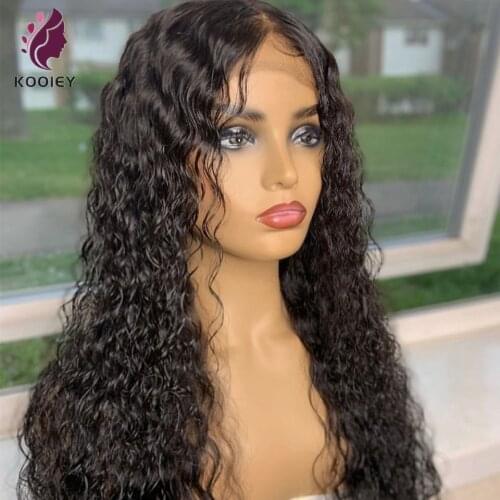 Water Wave 13x6x1 Lace Front Wigs Transparent Lace Human Hair Wigs 150% Density Wet and Wavy Lace Front Wig For Black Women