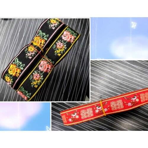 High Quality 3cmX10yards/lot High quality Woven Jacquard Ribbon Lucky bird and flower and belt lace Accessories