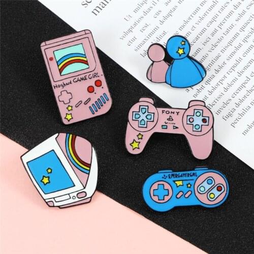 Funny Game Console Player Enamel Pin Computer Gamepad Brooch Metal Button Badge Denim Jackets Lapel Pins Jewelry for Kids Friend