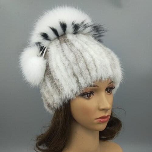 Overseas Mink Fur Cap Autumn And Winter Warmth Preservation European American Ladies Plus Elastic Net Ms Cap
