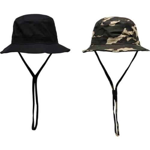 Windproof Rope Bucket Hat Ladies Women Men Sun Wide Brim Designer Fishing Hats Fisherman Cap Panama Pop Hip Hop Outdoor Summer