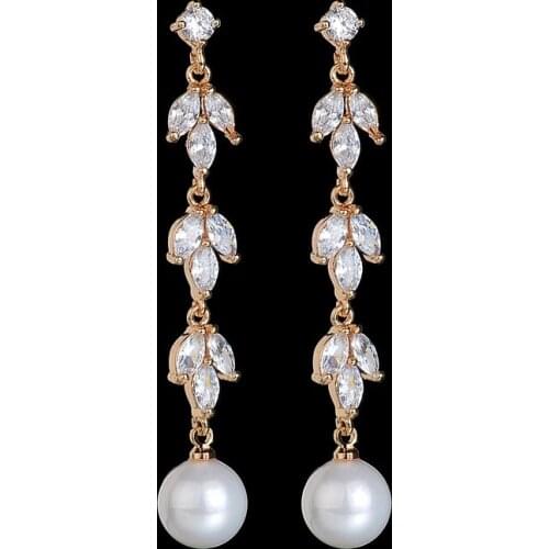 Long Earrings For Women 2021 3A Zircon Europe America Copper Alloy S 925 Silver Needle Leaves Section Personality Stud Earrings