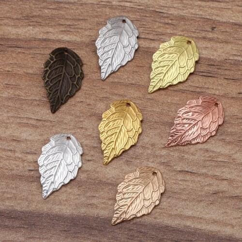 100 PCS 10*18mm Metal Brass Leaf Filigree Leaf Charms Pendant DIY Handmade Accessories For Jewelry Making