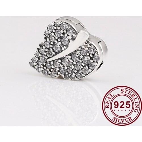 100% 925 Sterling Silver Bead Shining Leaf Retaining Clip Fit Pandora Women Bracelet & Necklace Diy Jewelry