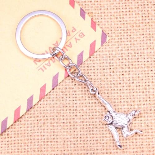 20pcs New Fashion Keychain 32x27mm monkey Pendants DIY Men Jewelry Car Key Chain Ring Holder Souvenir For Gift