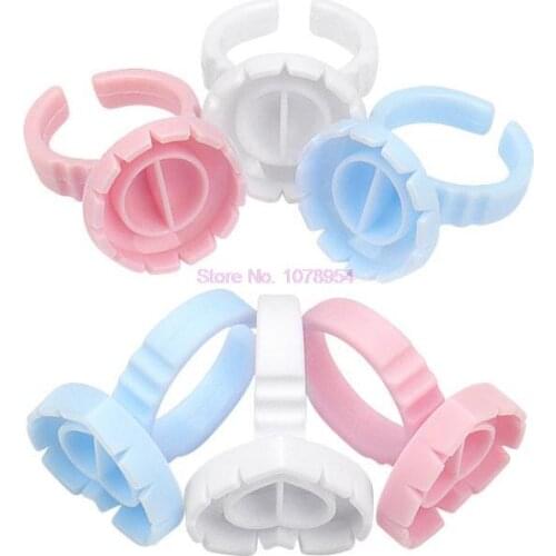 200bags Disposable Heart-shaped Glue Ring Eyelashes Extension Tattoo Pigment Holder Pallet MakeUp Nail Art Adhesibve Holder Tool