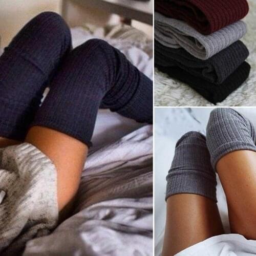 2020 Winter Warm Womens Knit Crochet Cotton Thick Long Socks Thigh-High Leggings Sexy knitting Stockings High Street