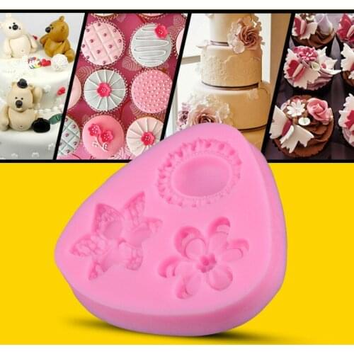 3D Silicone Molded Three Different Flowers Shaped Fondant Flowers Die Sugar Art Tools DIY Cake Decorating Tools