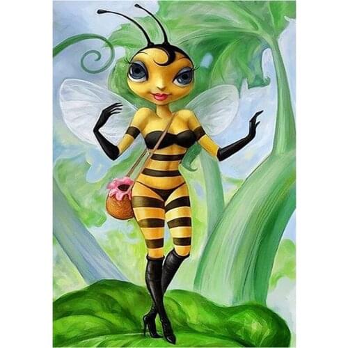 5D DIY Full Round/Square Diamond Painting Wasp Girl Cross Stitch 3D Embroidery Rhinestone Mosaic Home Decor Gift Y1729