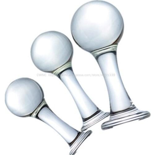 CW0223 Ball Anal Plug Vaginal Stimulator Glass Transparent Anus Butt Toy