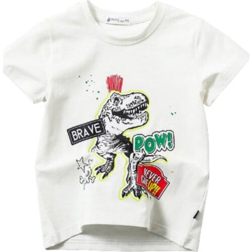 BBD New Children Round Neck Cotton Short Sleeve Sports Dinosaur T-Shirt 3-8Y Boy Summer Tops