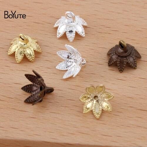 BoYuTe (100 Pieces/Lot) 9MM Metal Brass Flower Bead Caps End Clasps Diy Handmade Jewelry Making Accessories