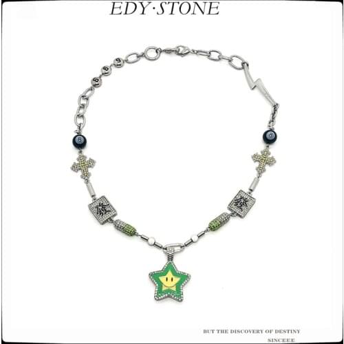 EDY Brand Hip Hop Punk Necklace Lucky Star Pills Cross Full of Zircons Get Rich Necklace For Women Girl Men Rapper Party Jewelry