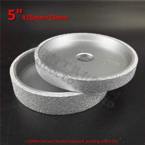 DIATOOL 1set 5" X15MM+25MM Vacuum Brazed Diamond Grinding Wheel Beveling Wheel For Marble Granite Diamond Grinding Wheel Flat