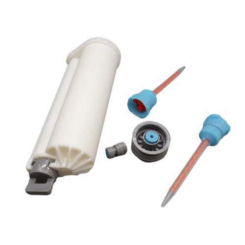 50ml 10:1 Empty Dual Cartridge Epoxy Resin Dispenser AB Glue Tube with Seal Cap Sealing Pistons 2pcs Static Mixer Mixing Nozzle