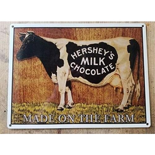 Hershey Cow Made On The Farm Vintage Ad Steel Sign Reproduction Aluminum Metal Signs Tin Plaques Wall Poster