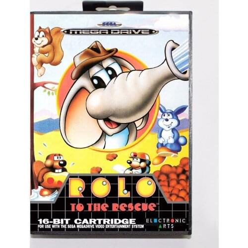 Rollo to the Rescue Game Cartridge 16 bit MD Game Card With Retail Box For Sega Mega Drive For Genesis