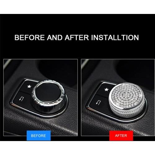 Crystal Shiny Diamond For Mercedes Benz A B W212 GLK GLA CLA ML GL Car Center Console Multimedia Button Decoration Trim Cover